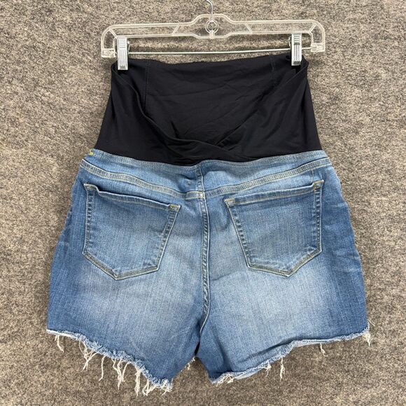 Ingrid & Isabel Maternity Shorts Women 12 Maternity Blue Cut Off Denim Pull On - Picture 2 of 5